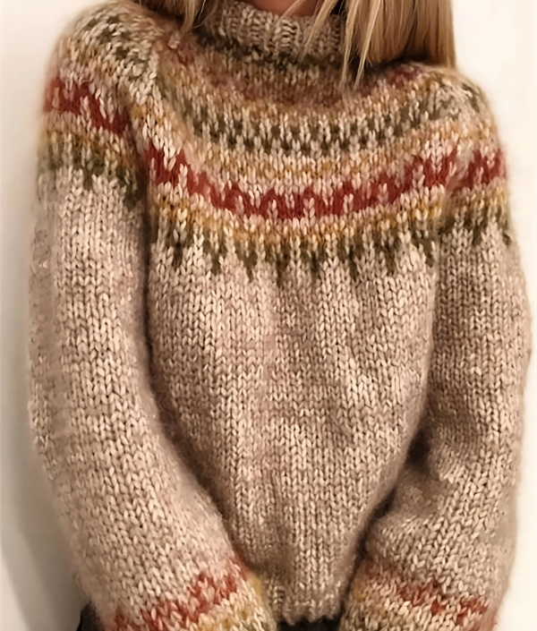 Pull Femme Motif Fair Isle Manches Longues - Image 2