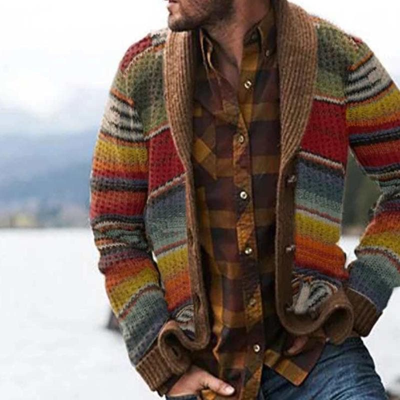 Veste Homme Col Châle Rayée - Image 2