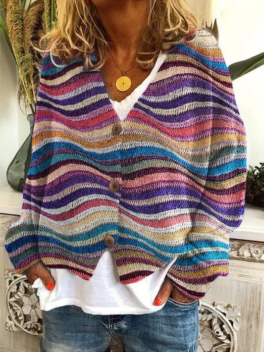 Pull en Tricot Rayé pour Femme - Image 1