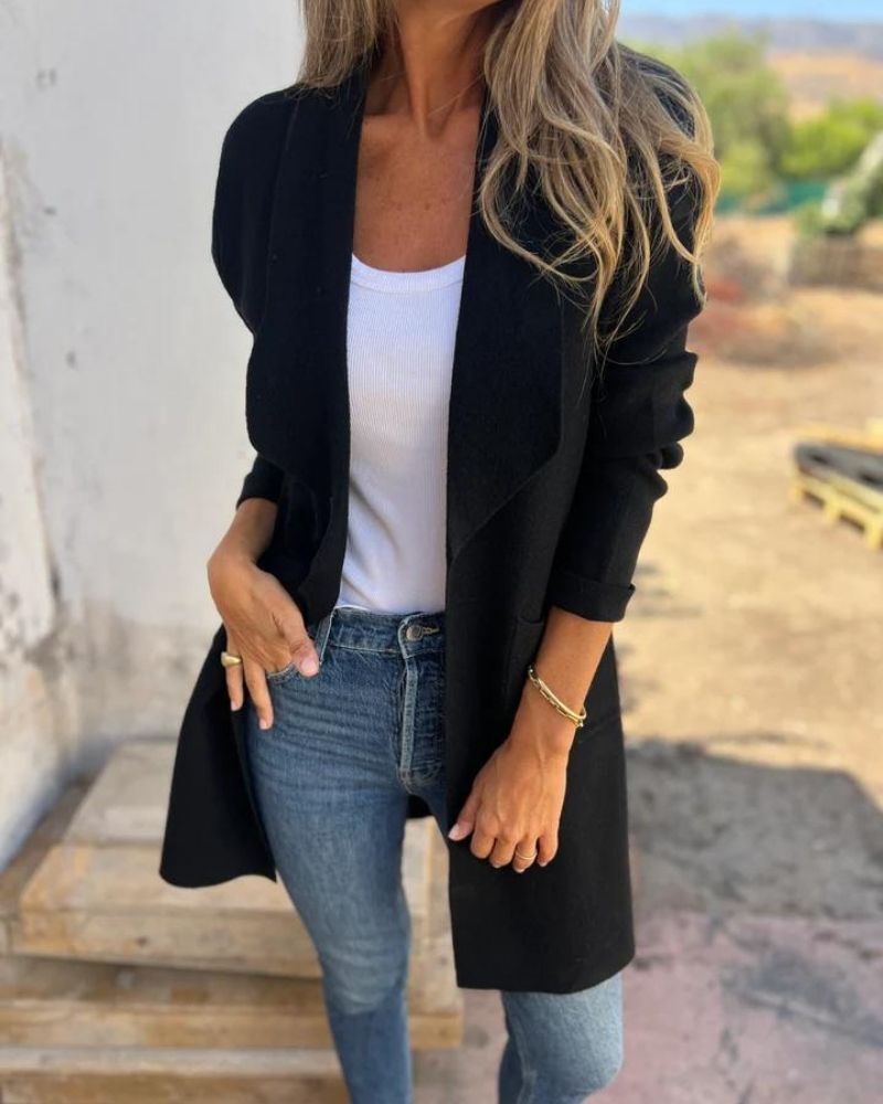 Manteau Long Femme Col Drapé - Image 5