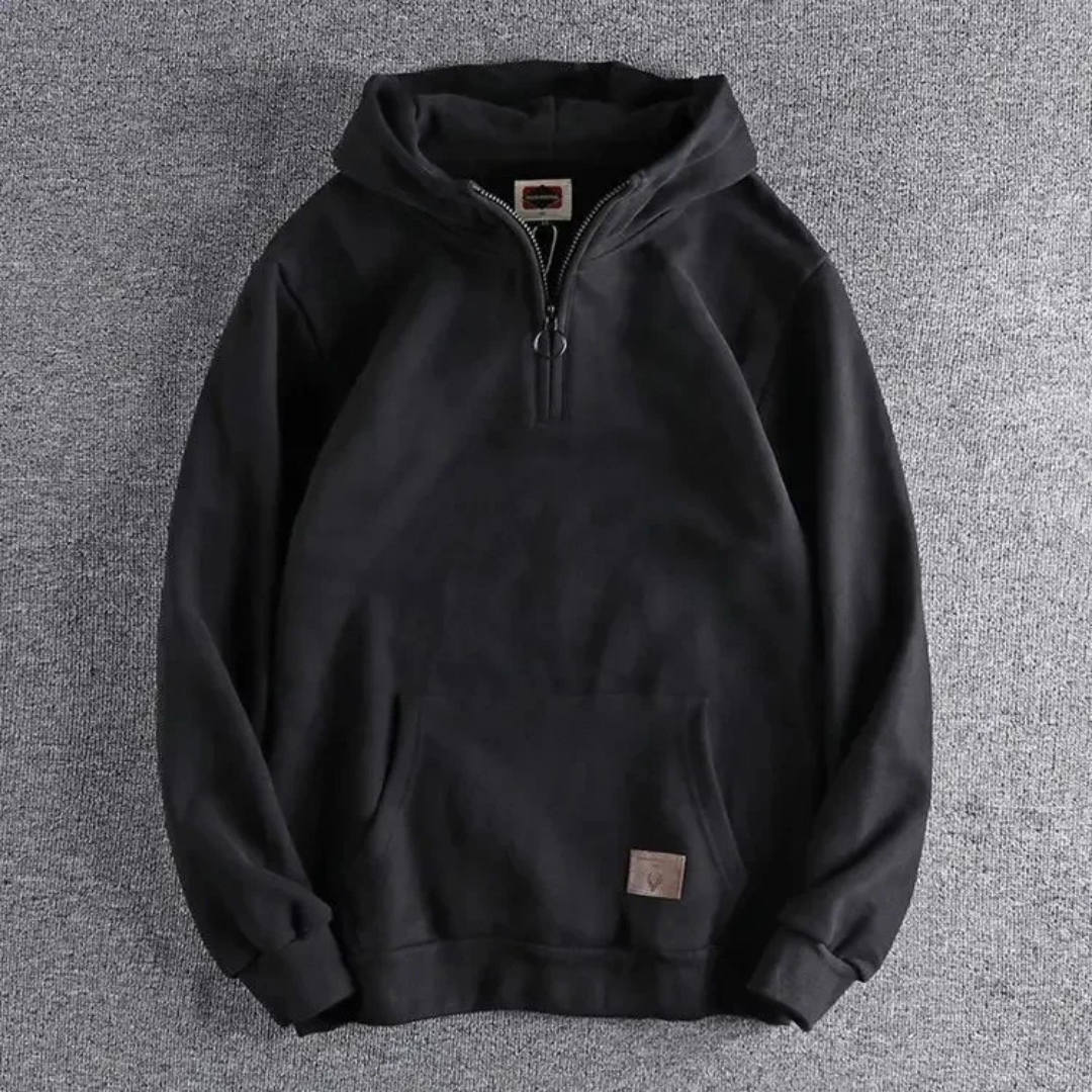 Sweat à capuche homme demi-zip - Image 1