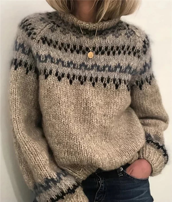 Pull Femme Motif Fair Isle Manches Longues - Image 3