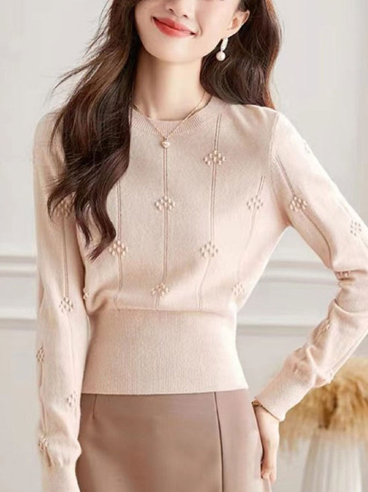 Pull ajusté à col rond pour femme - Image 1