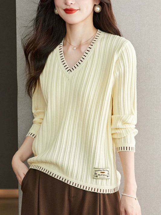 Pull à côtes à manches longues pour femme - Image 1