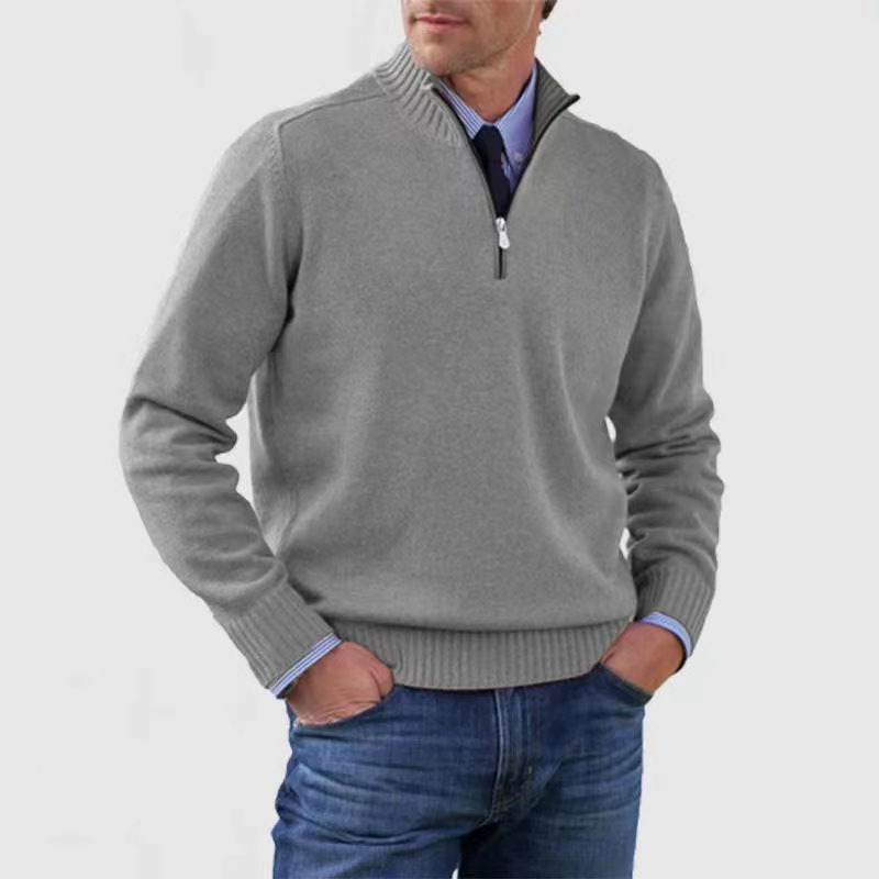 Pull Homme Maille Côtelée à Fermeture Éclair 1/4 - Image 2