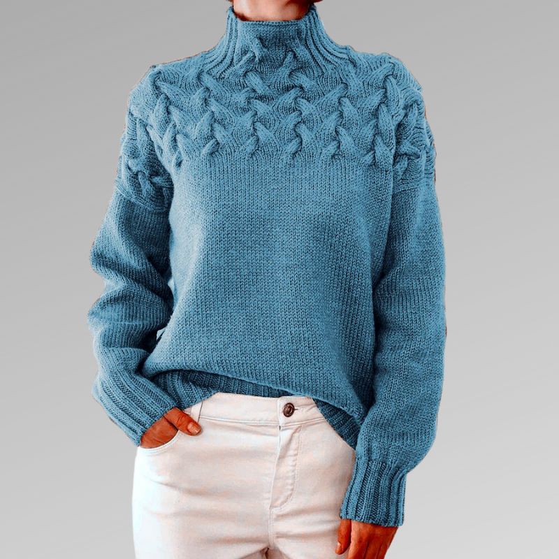 Pull à col roulé en maille torsadée pour femme - Image 2