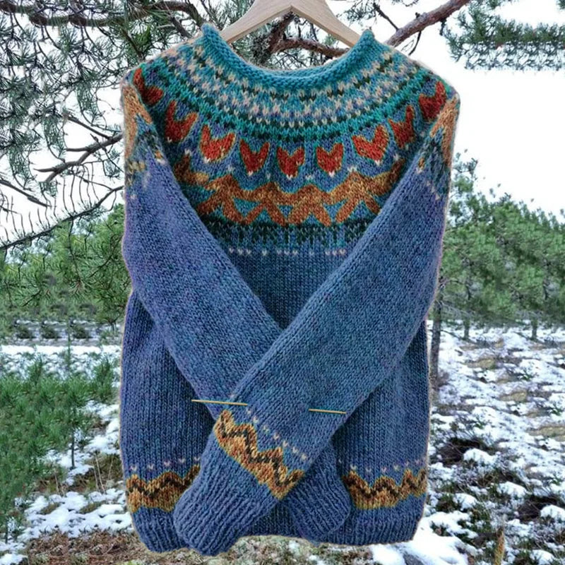 Pull Femme Motif Fair Isle Manches Longues - Image 3