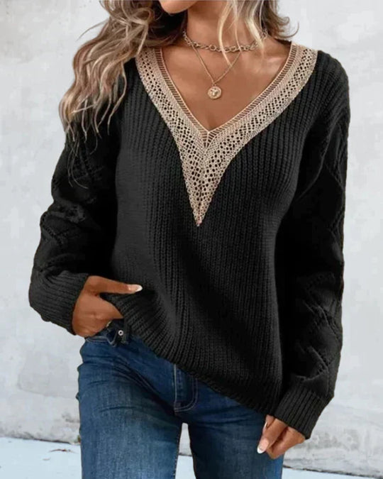 Pull en maille à col en V pour femme - Image 5