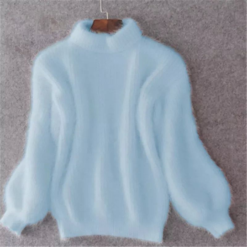 Pull doux et duveteux à manches longues pour femme - Image 1