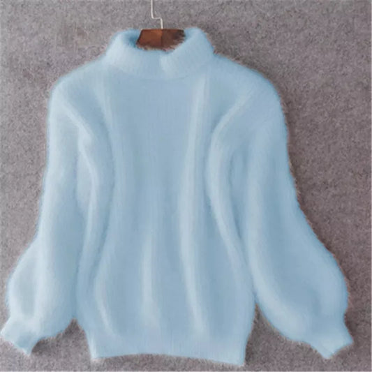 Pull doux et duveteux à manches longues pour femme - Image 1