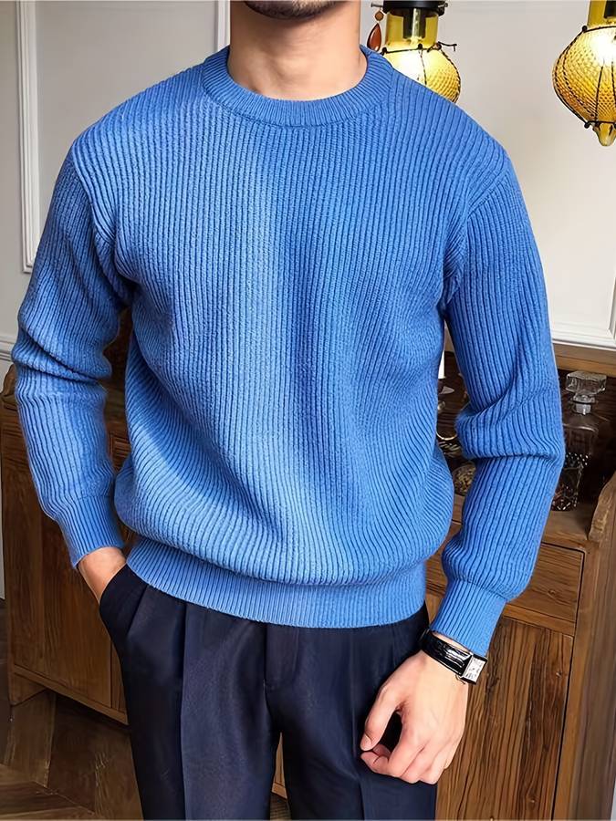 Pull Homme Col Rond Côtelé - Image 6