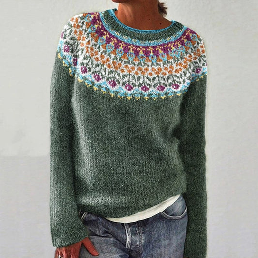 Pull ras du cou Femme motif Fair Isle - Image 1