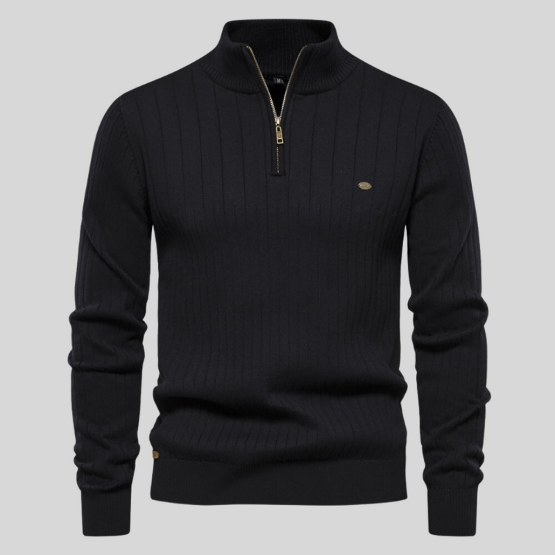 Pull à Col Zippé Homme en Maille Côtelée - Image 2