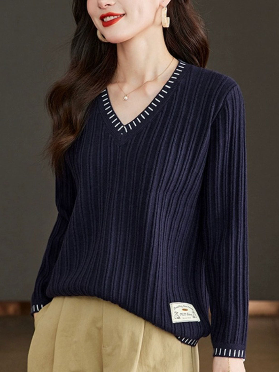 Pull à côtes à manches longues pour femme - Image 4