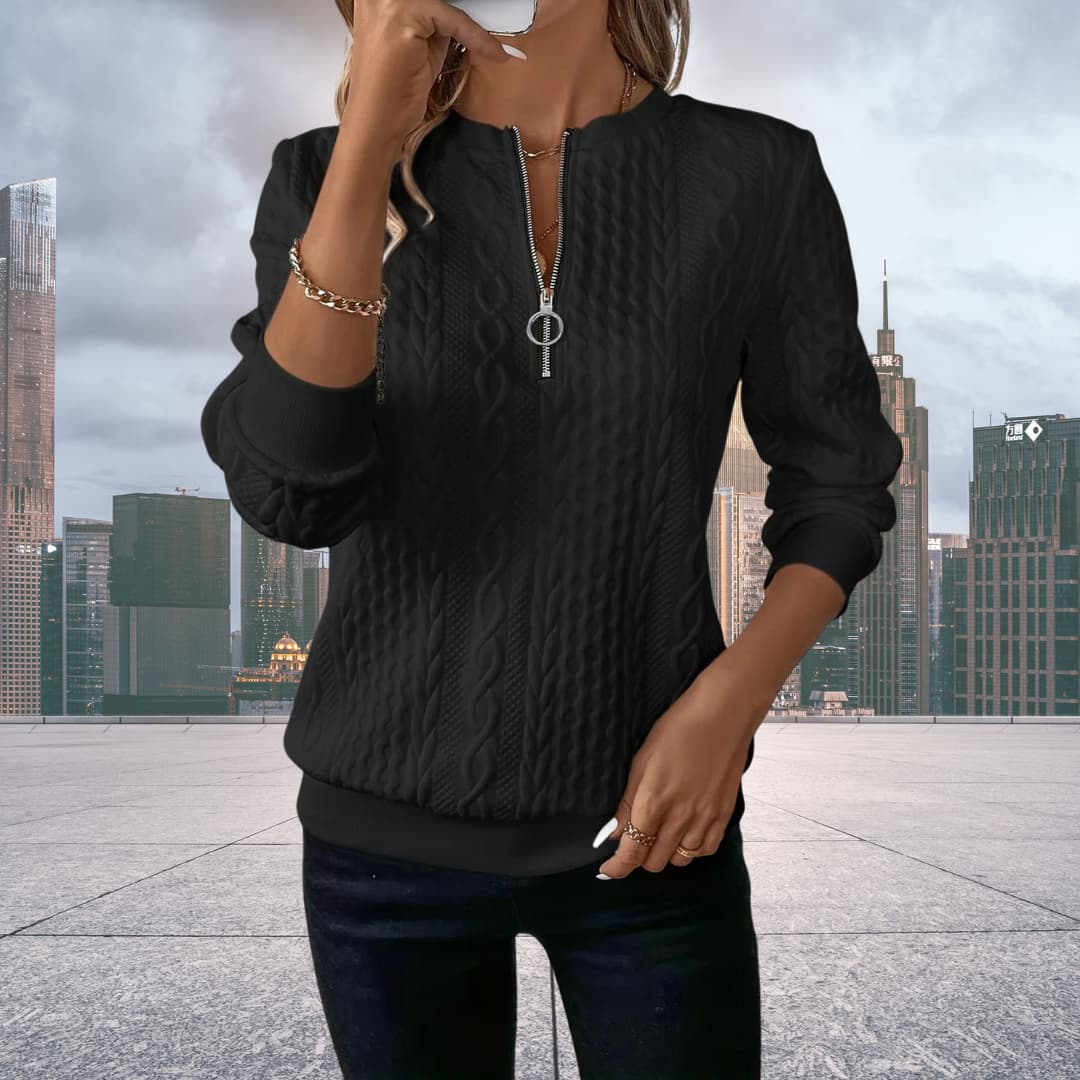 Pull Femme Zippé Tricot Câble - Image 4