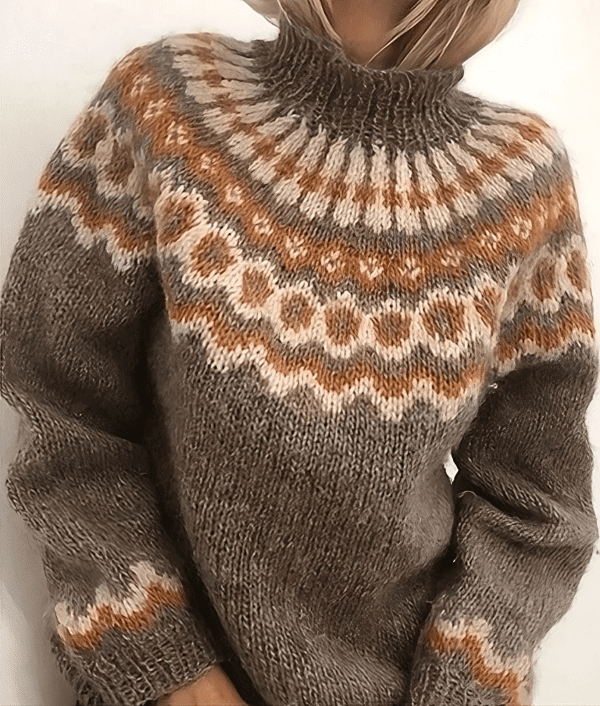 Pull Femme Motif Fair Isle Manches Longues - Image 4
