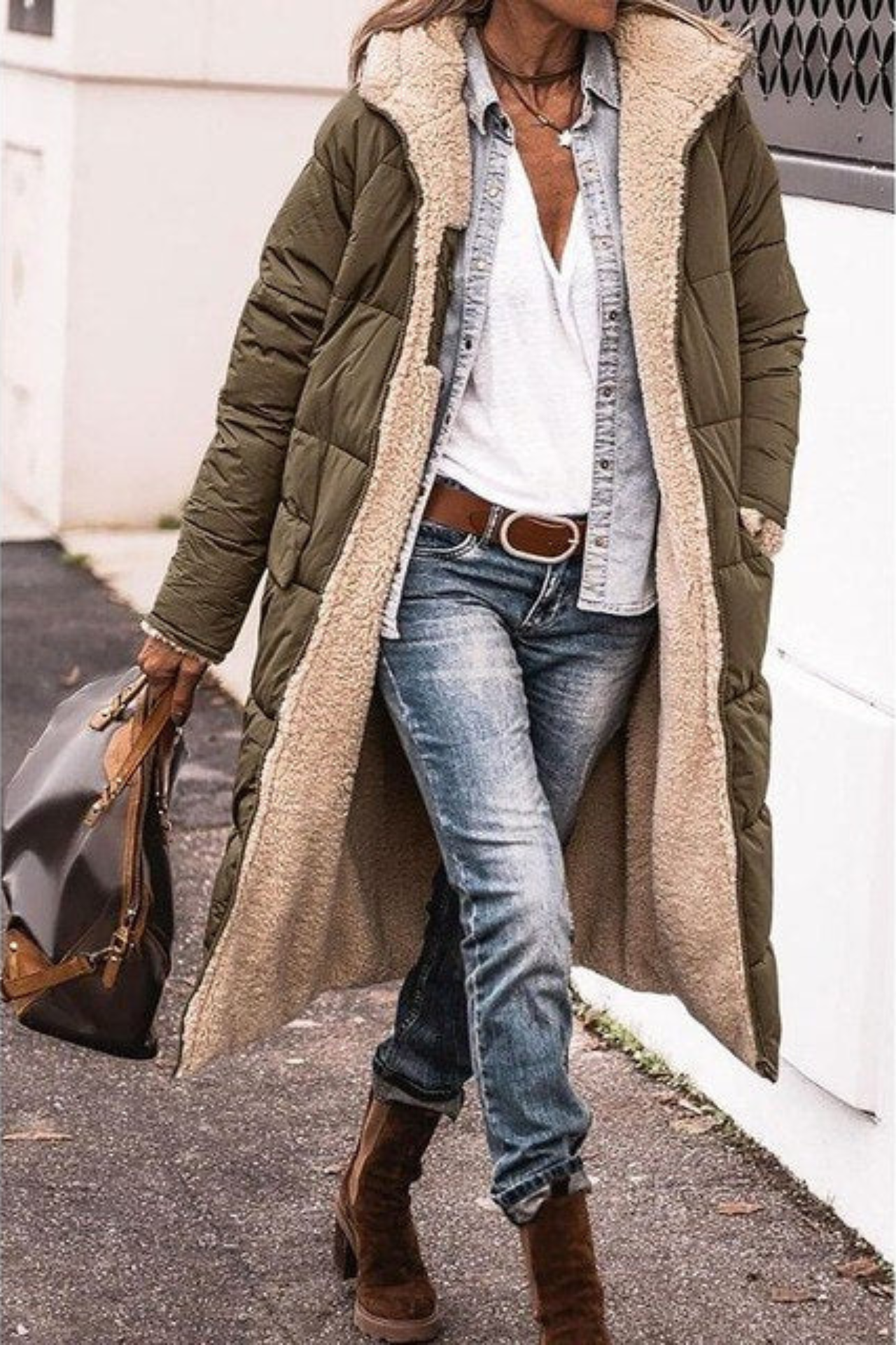 Manteau Long Rembourré à Capuche pour Femme - Image 11