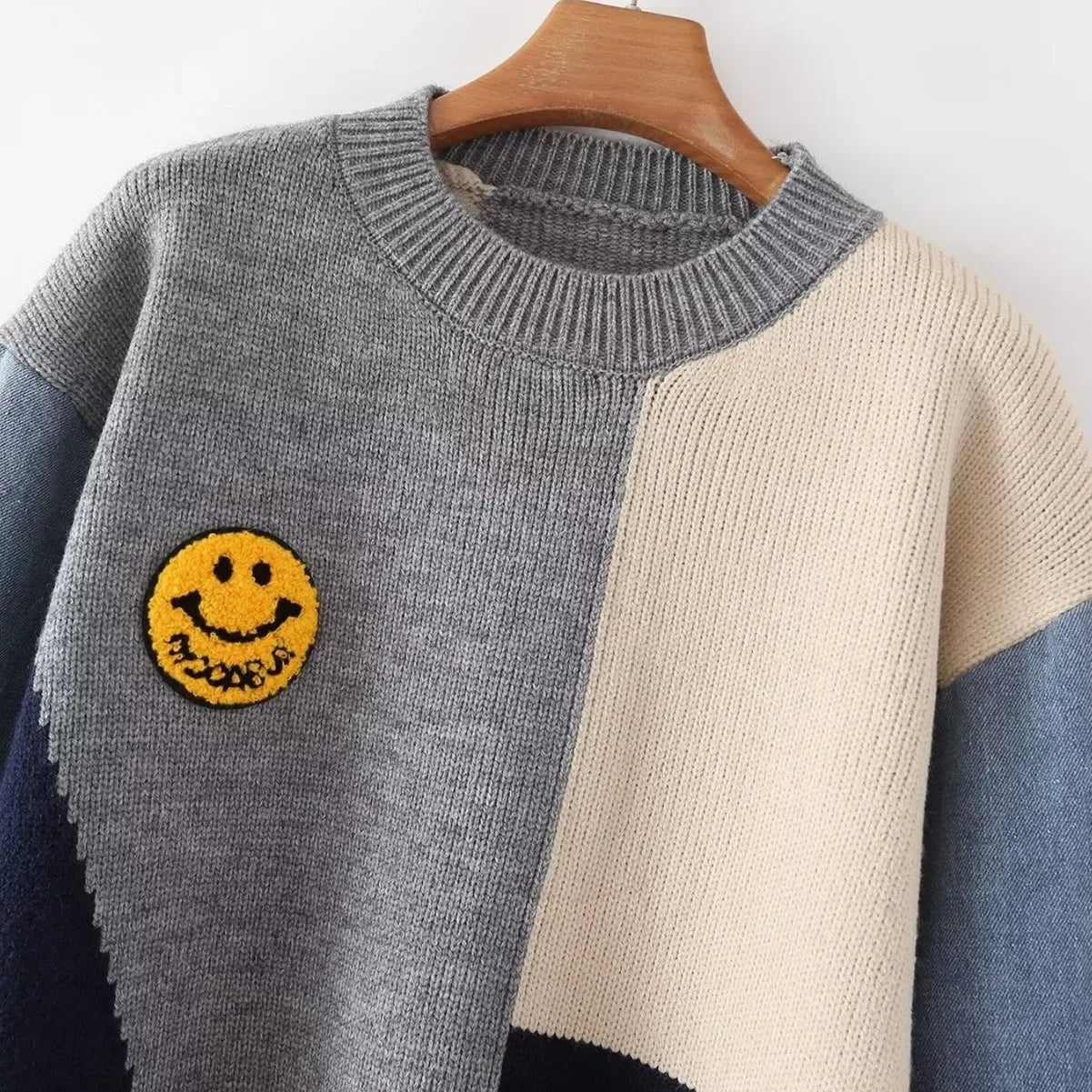 Pull en denim patchwork pour femme - Image 4