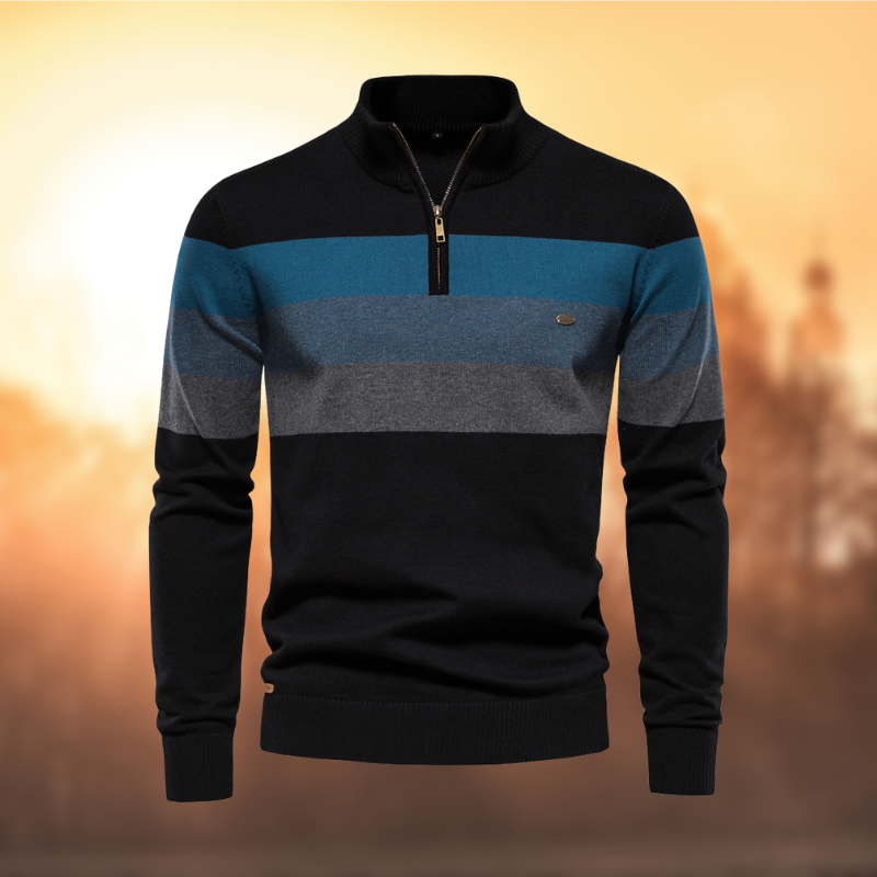 Pull rayé à quart de fermeture éclair pour homme - Image 3