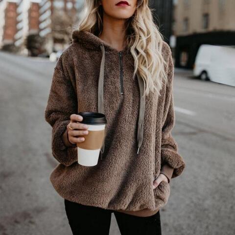 Veste Pull-Over Femme à Capuche en Molleton - Image 1