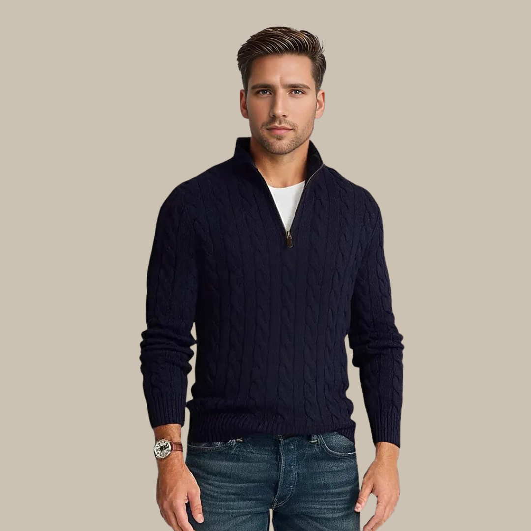 Pull Homme Maille Côtelée à Col Zippé - Image 5