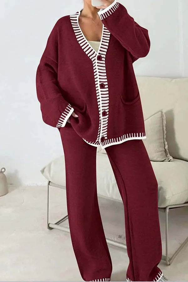 Ensemble de détente pour femme - Cardigan col en V - Image 9