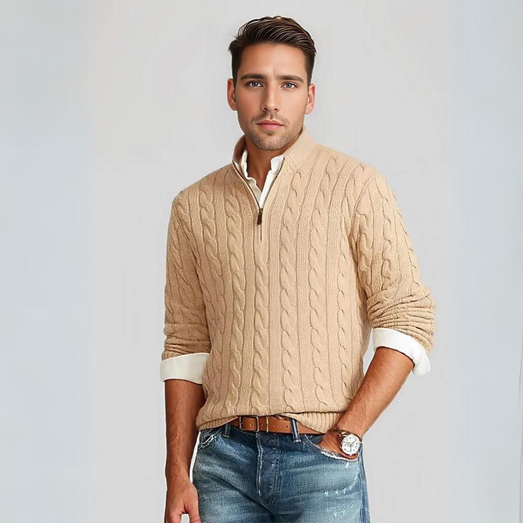Pull Homme Maille Côtelée à Col Zippé - Image 3