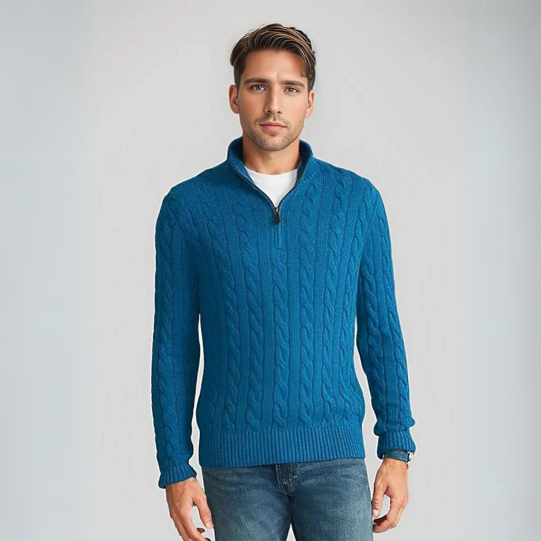 Pull Homme Maille Côtelée à Col Zippé - Image 6