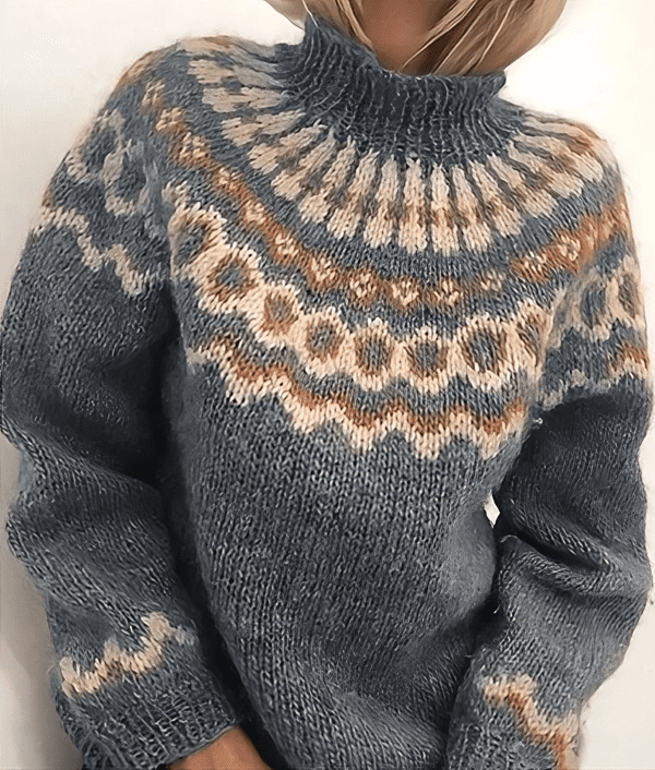 Pull Femme Motif Fair Isle Manches Longues - Image 5