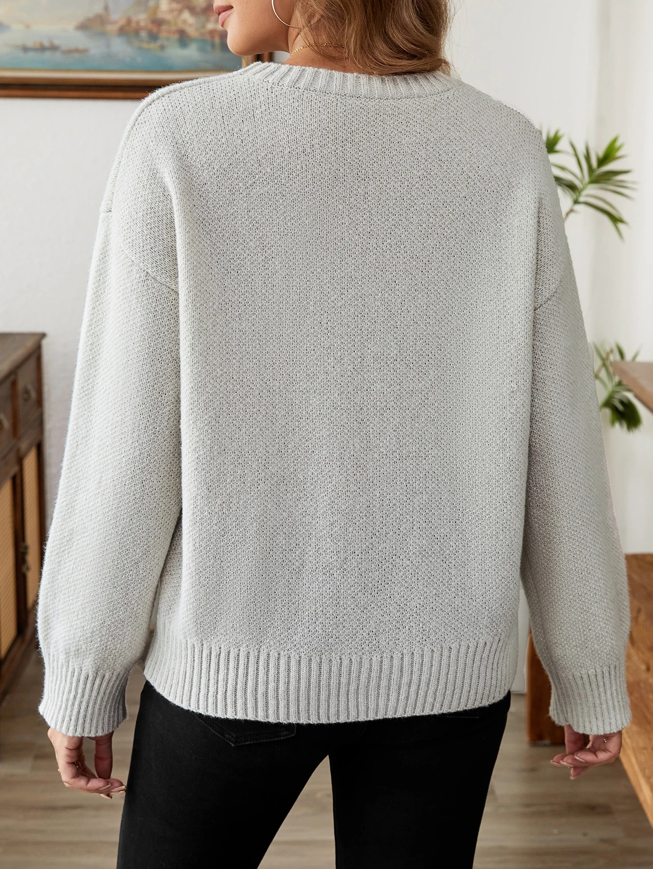 Pull Femme Col Ras du Cou Motif Cœur - Image 5