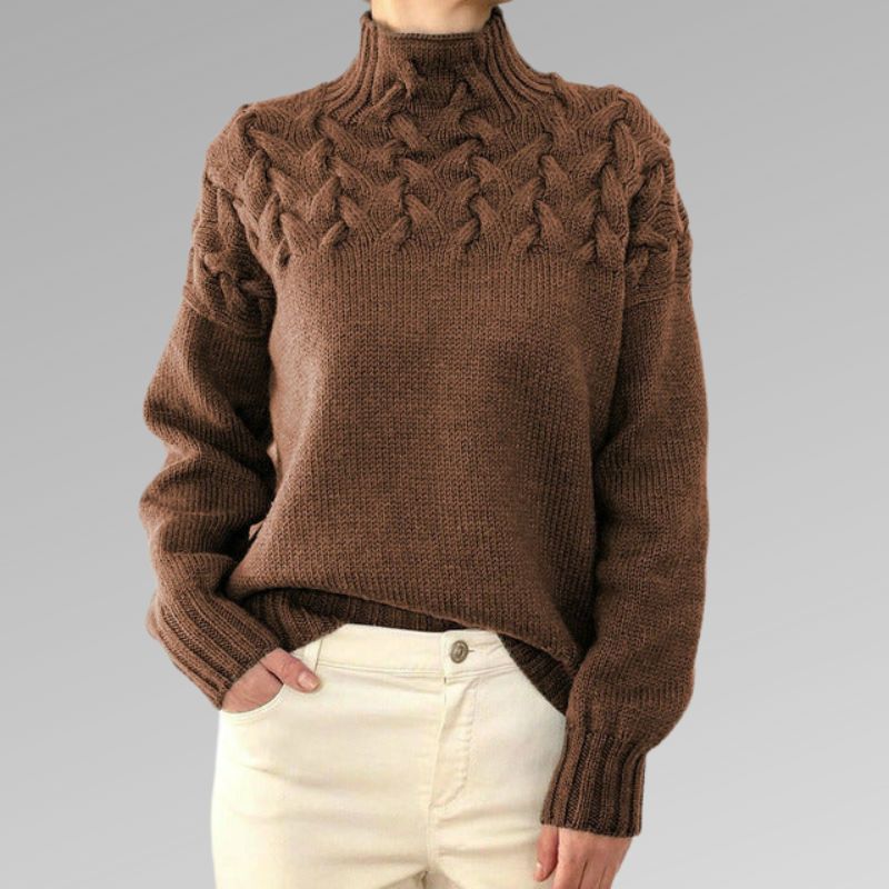 Pull à col roulé en maille torsadée pour femme - Image 4