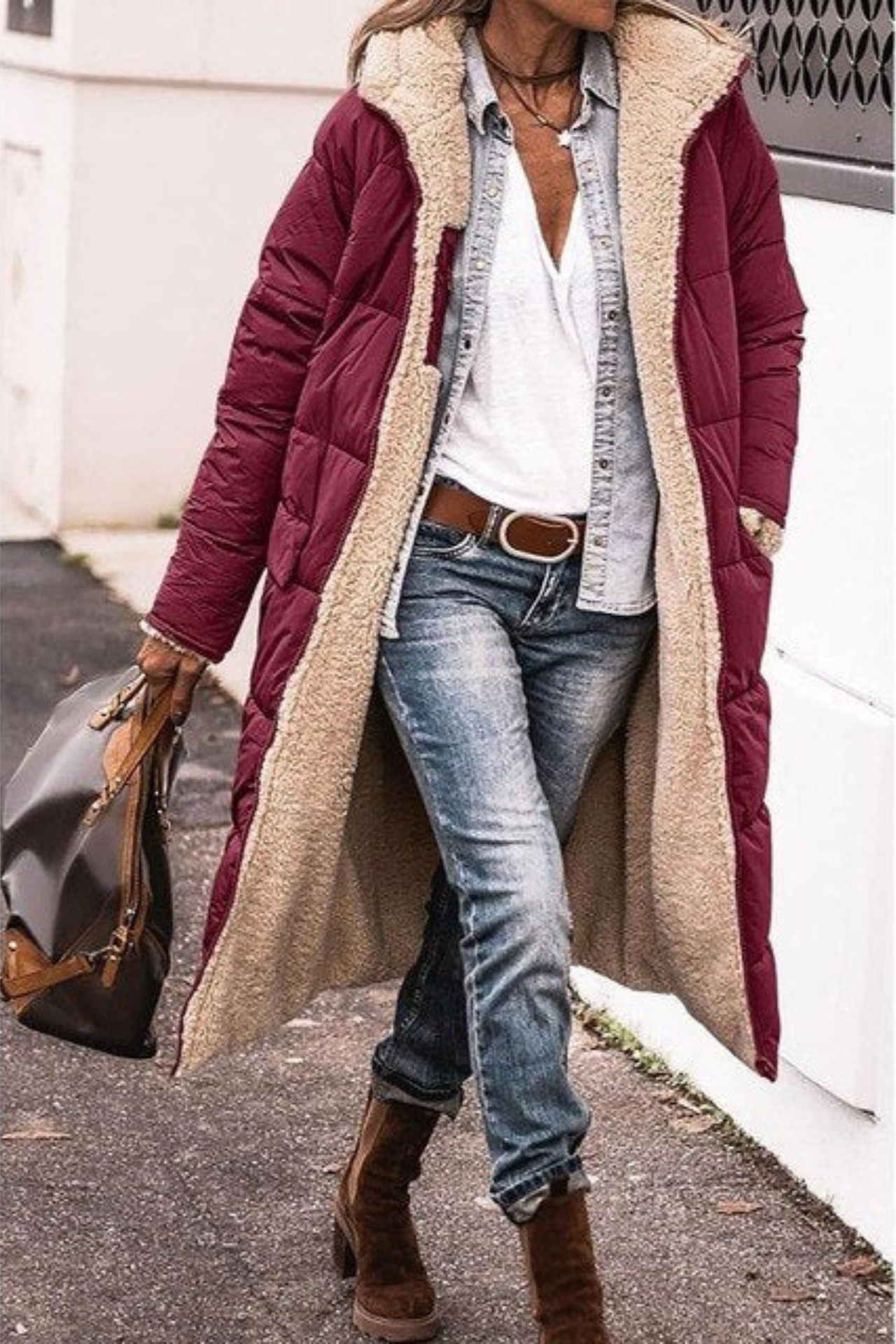 Manteau Long Rembourré à Capuche pour Femme - Image 9