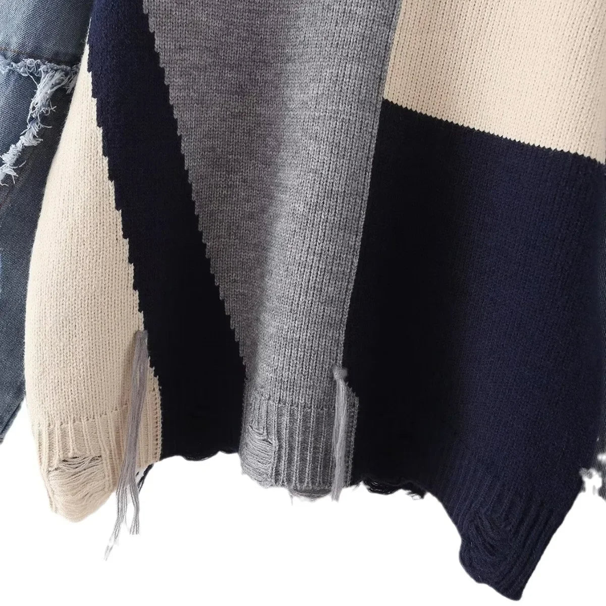 Pull en denim patchwork pour femme - Image 5