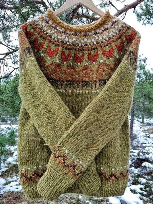 Pull Femme Motif Fair Isle Manches Longues - Image 1