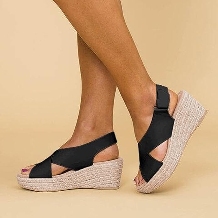 Sandales compensées espadrilles croisées pour femmes - Image 7