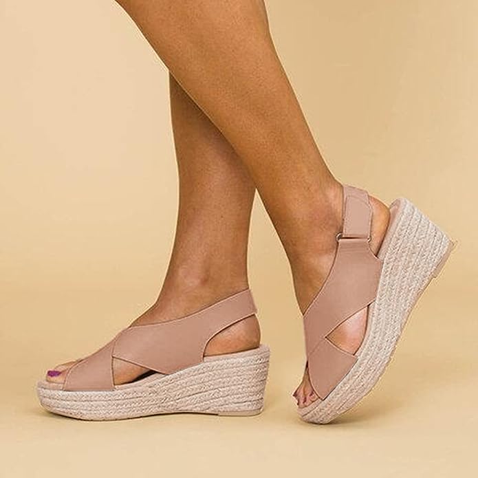 Sandales compensées espadrilles croisées pour femmes - Image 8