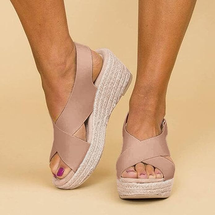 Sandales compensées espadrilles croisées pour femmes - Image 2