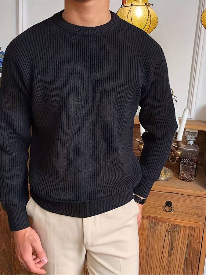 Pull Homme Col Rond Côtelé - Image 3