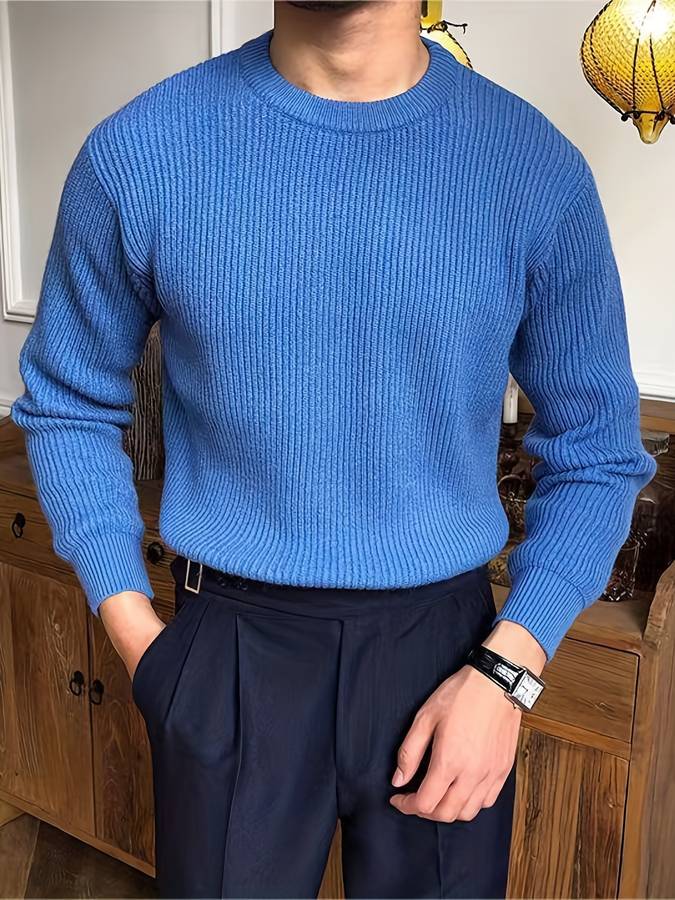 Pull Homme Col Rond Côtelé - Image 7