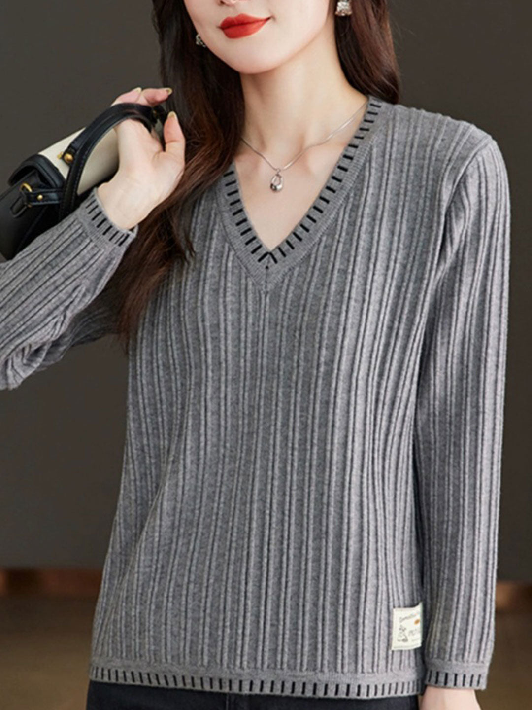Pull à côtes à manches longues pour femme - Image 6