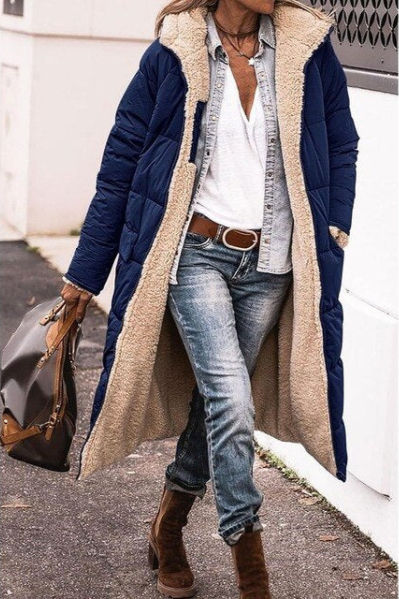 Manteau Long Rembourré à Capuche pour Femme - Image 6