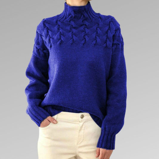 Pull à col roulé en maille torsadée pour femme - Image 1