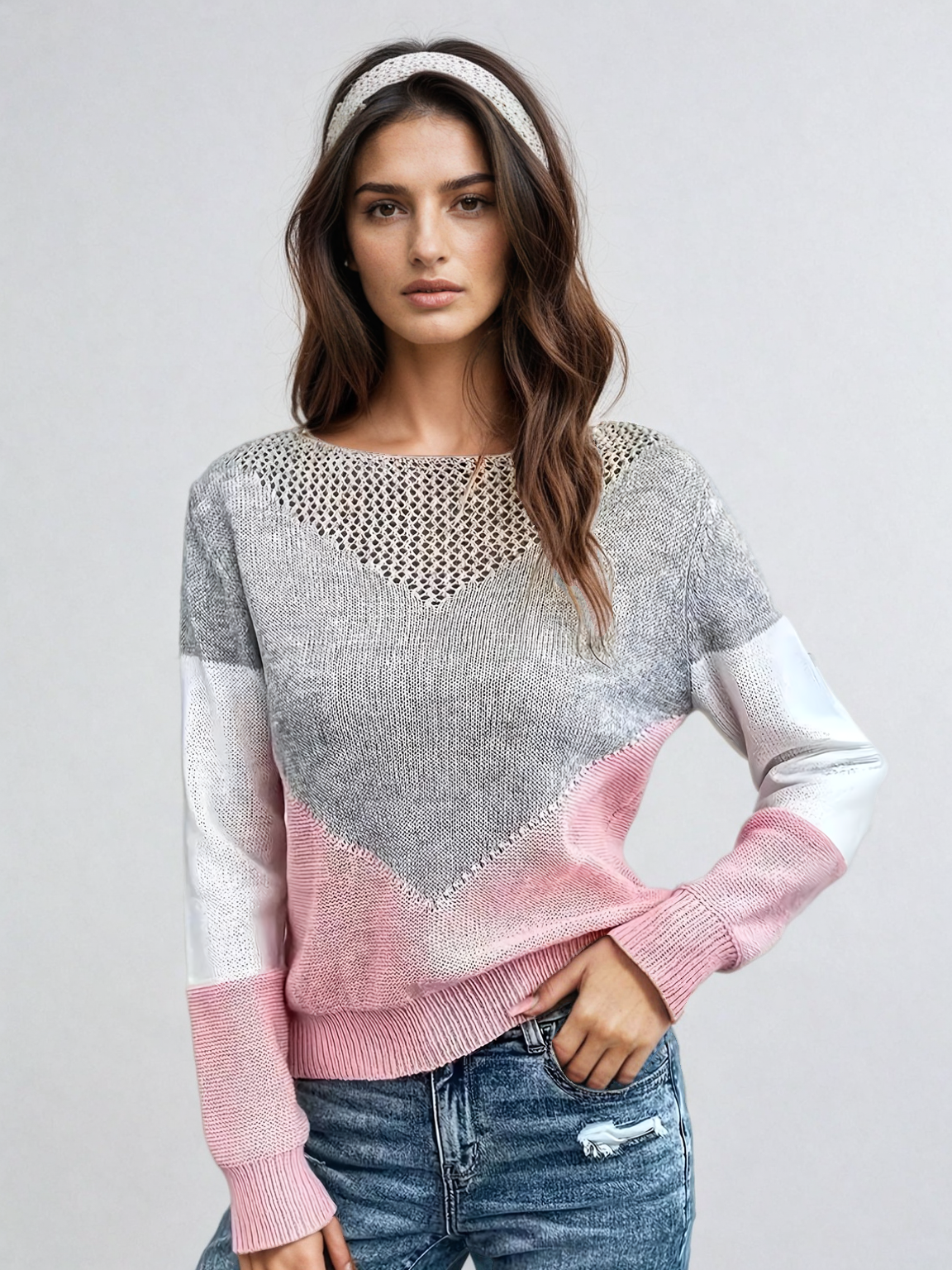 Pull Femme Col Bloc Encolure Ras du Cou - Image 1