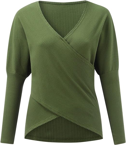 Pull-over cache-cœur à manches longues pour femme - Image 1