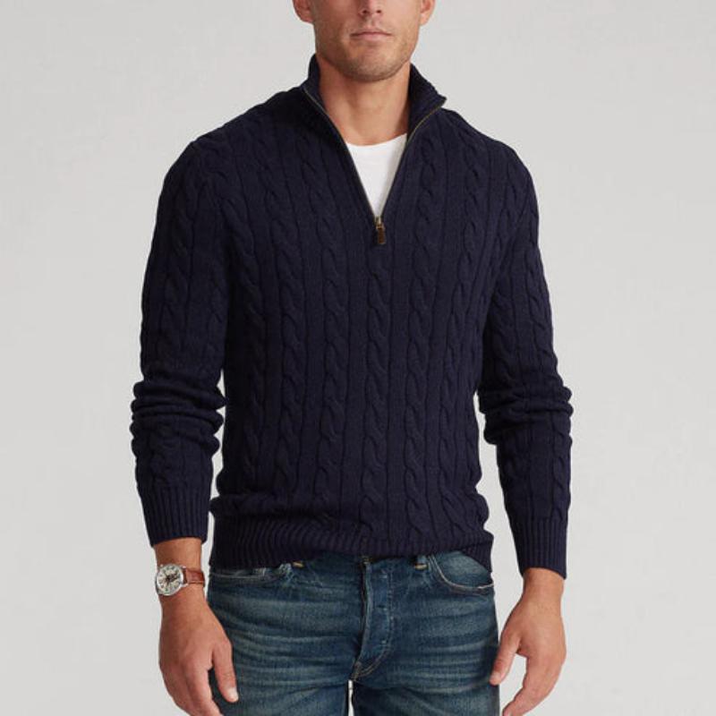 Pull Homme Maille Côtelée à Fermeture Éclair 1/4 - Image 4