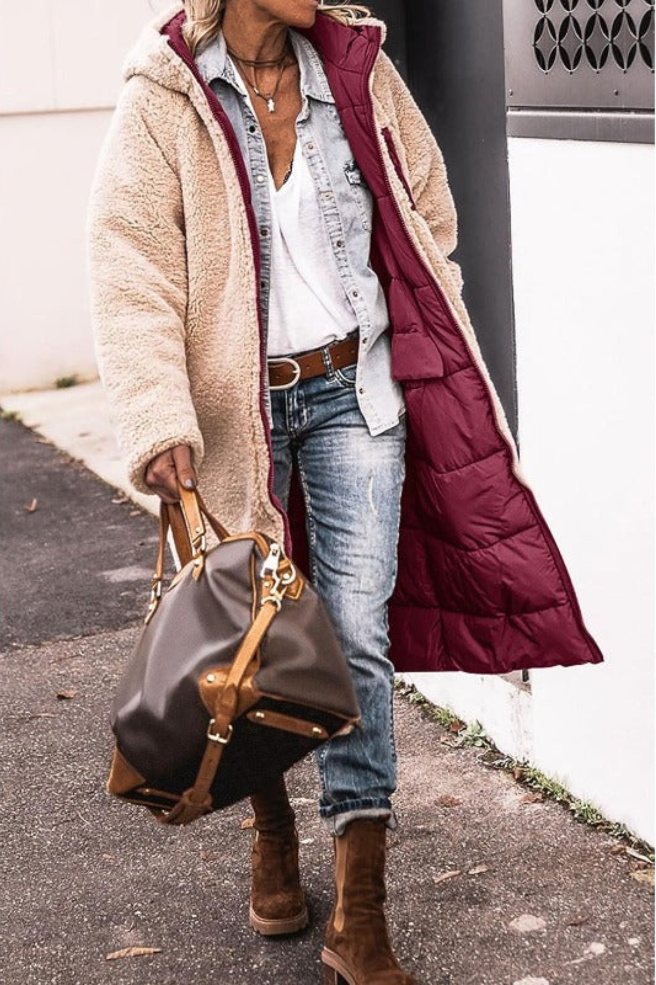 Manteau Long Rembourré à Capuche pour Femme - Image 10