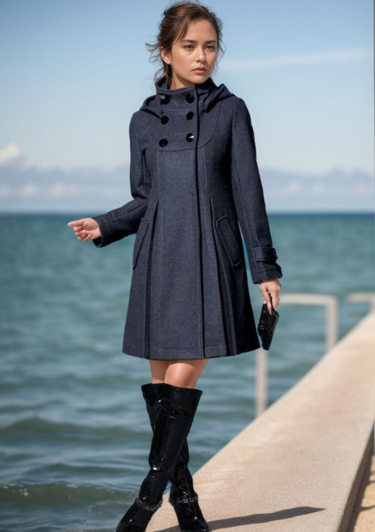Manteau croisé à capuche pour femme - Image 7
