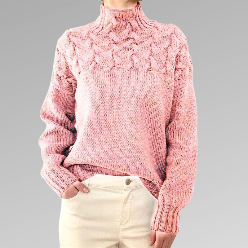 Pull à col roulé en maille torsadée pour femme - Image 7