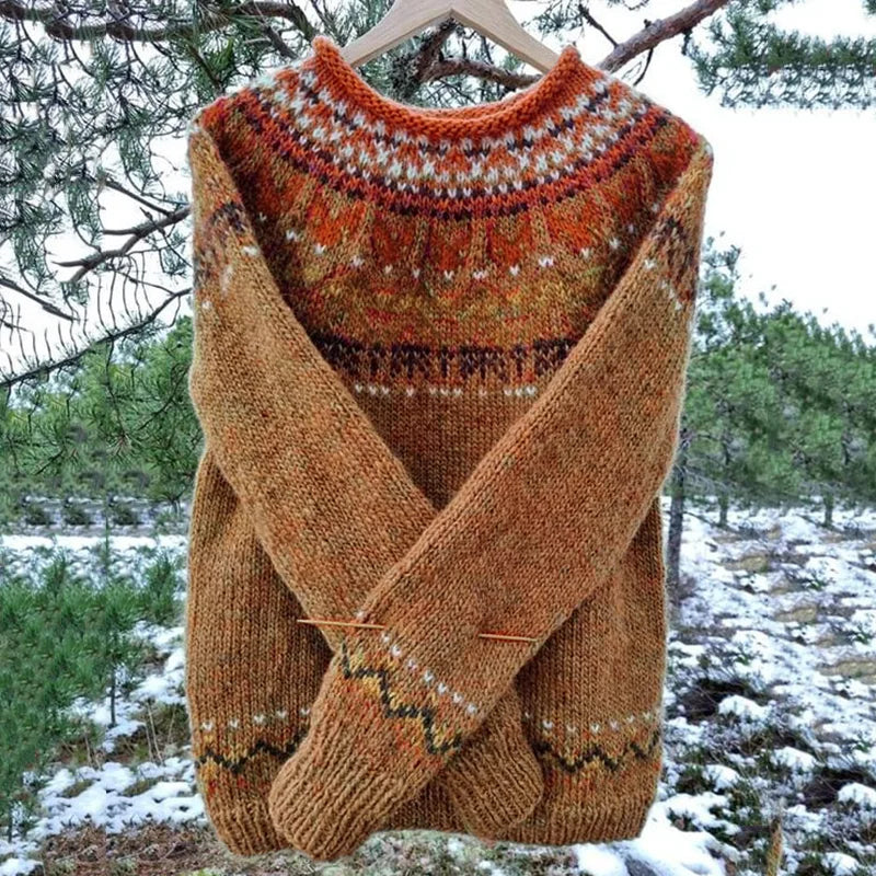 Pull Femme Motif Fair Isle Manches Longues - Image 4