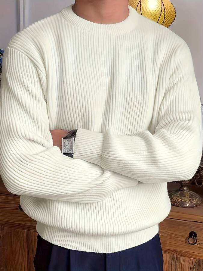 Pull Homme Col Rond Côtelé - Image 1